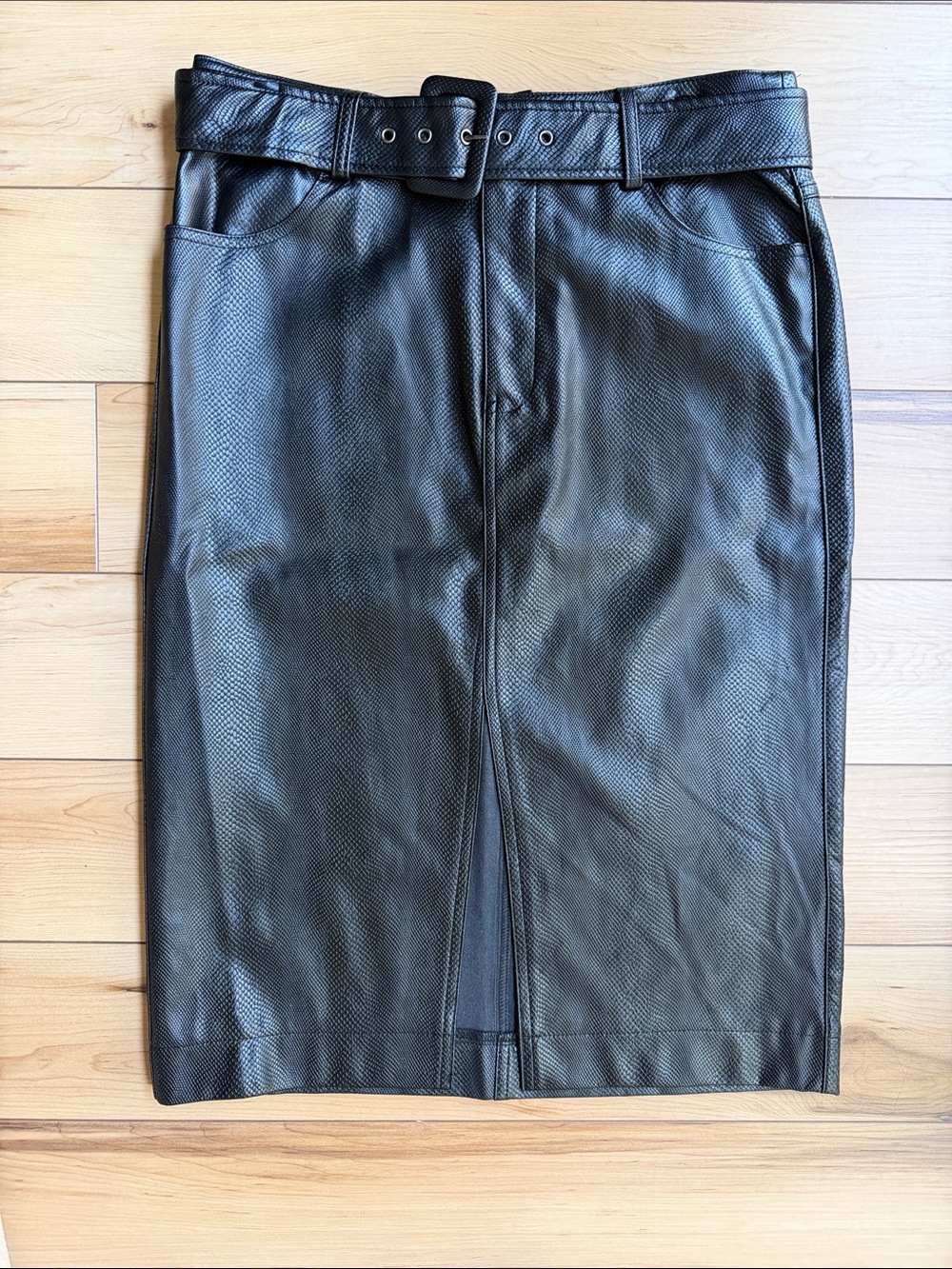 Bar III  X Becca Tilley Black Faux Leather Black Skirt Size Medium